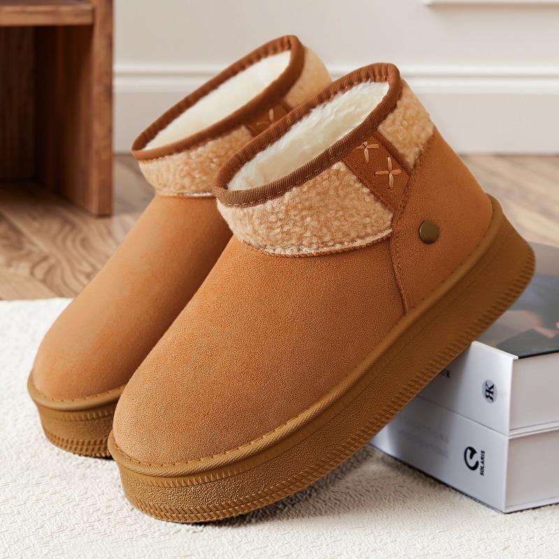 Shoes Women's Snow Boots Cotton Shoes Fleece Thickened Cotton Boots One Pedal Medium Boots Thick Sole Height Women's Boots