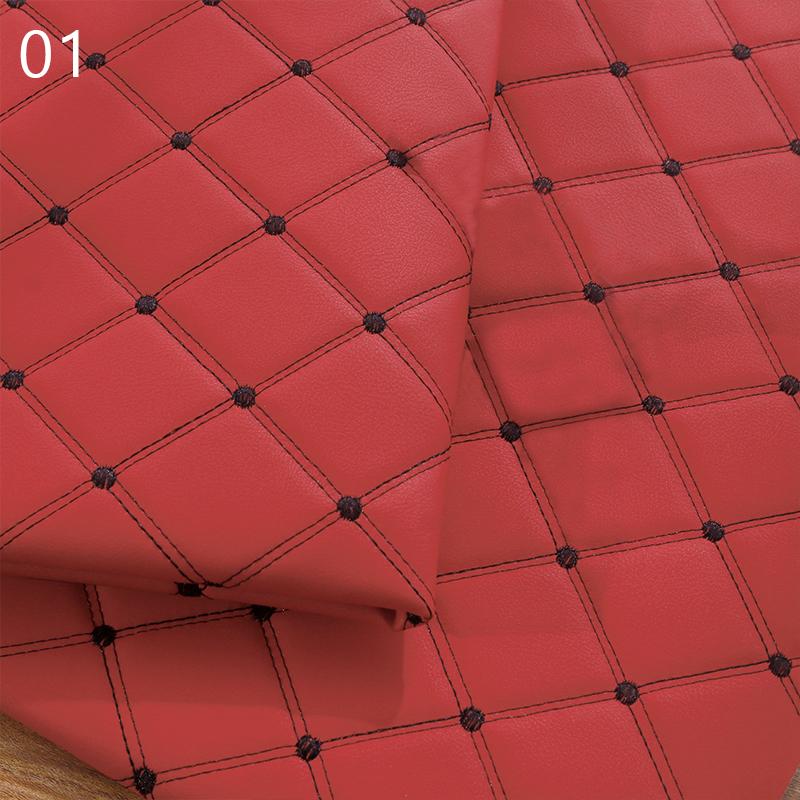Vyšívaná kostkovaná kosočtvercová PU koženka Zesílená houba Prošívaná umělá kůže Pro DIY Potah autosedačky Čalounění střechy auta