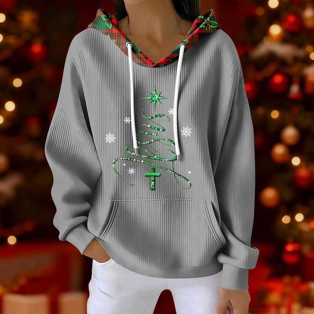 Women's Fashion Casual Christmas Print Pullover Long-Sleeve Sweatshirt