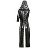 Nepleer Mantel Cosplay Punk Gothic Jurk Vetersluiting Met Capuchon Cape Jumpsuit