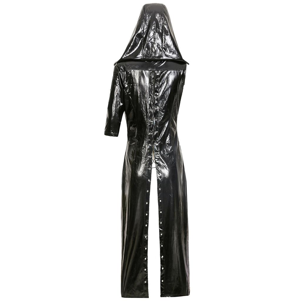 Nepleer Mantel Cosplay Punk Gothic Jurk Vetersluiting Met Capuchon Cape Jumpsuit