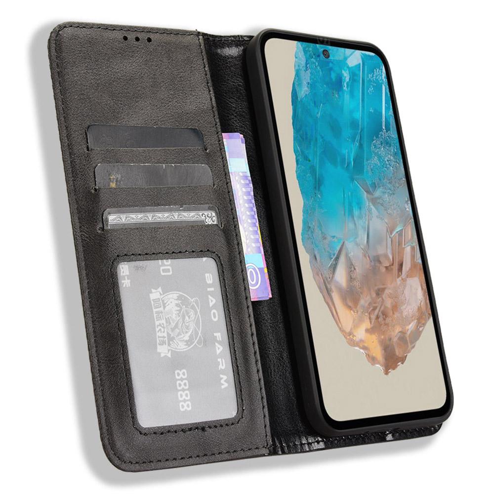 

For Samsung Galaxy M35 5G Wallet Case Retro PU Leather Stand Phone Cover Black