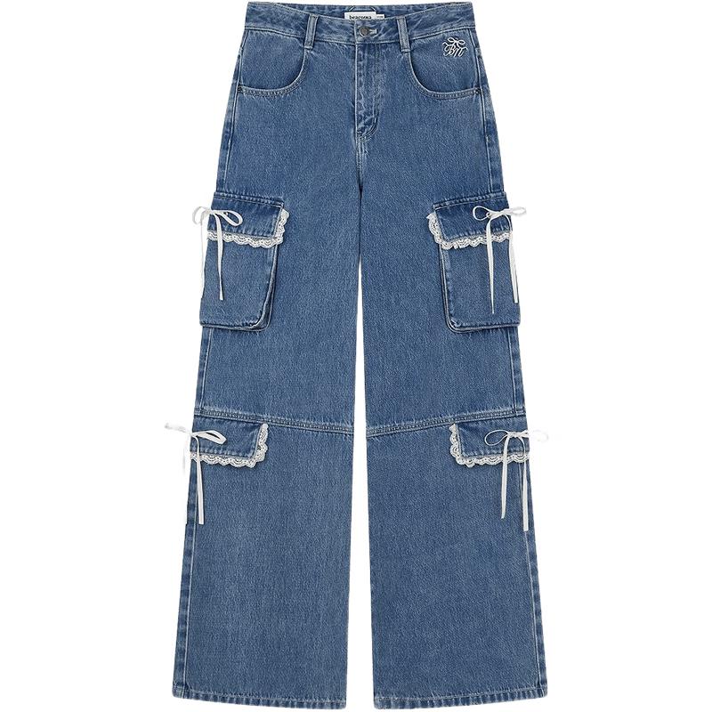 

Женские джинсы карго из денима с кружевной отделкой Teenie Weenie Bearnova Осень 2025 L