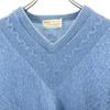 Sears 60s 70s Mohair Long Sleeve V Neck Knit L Blue Sweater Men's Used