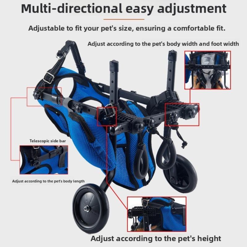 Paralyzed Dog Rehabilitation Mobility Scooter Adjustable Pet Disability Cart Mobility Assistance Wheelchair for Injured Elderly Dogs Hind Leg Support