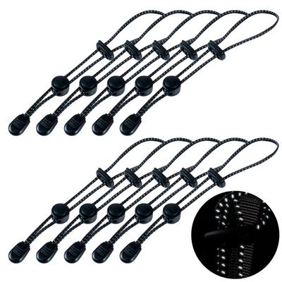 RONGUI Wandelstokhouder, Rugzak, Wandelstok Bevestigingsriem, Wandelstok Riem, Set van 4 of 10 (10 Reflecterend Zwart)