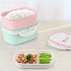Double-layer Portable Student Office Lunch Box Food Preservation Container Storage Box Lunch Boxs Supplies Household Solid Color