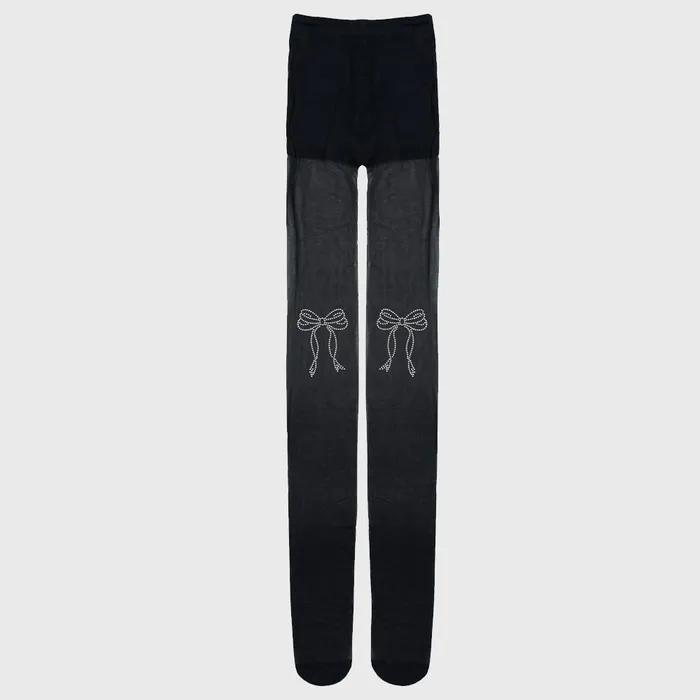 STONE RIBBON STOCKING BLACK