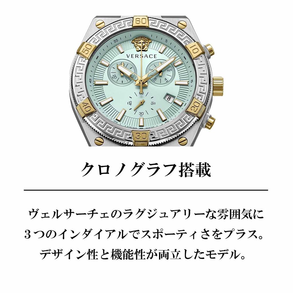 Watch SPORTY GRECA Black Dial Quartz Daily Waterproof Sapphire Glass 46mm VESO01223 Silver [Versace] Men's [Item]