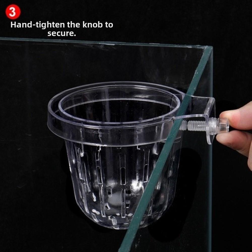 Transparent Fish Tank Grass Cup Round Hanging Aquarium Planting Basket Wall Mounted Plastic Hydroponic Support