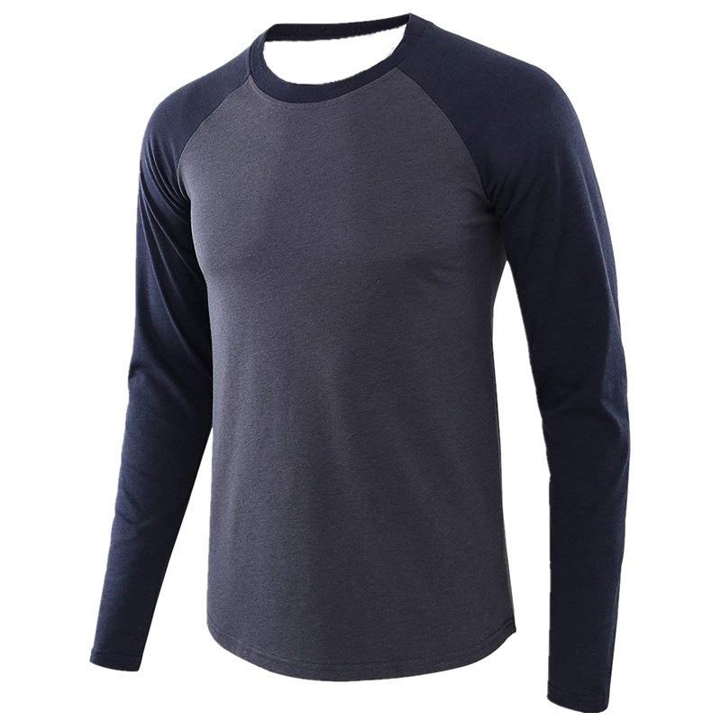 Men Raglan Long Sleeve Baseball T Shirt Crew Neck Color Block Casual Contrast Sleeve Tee