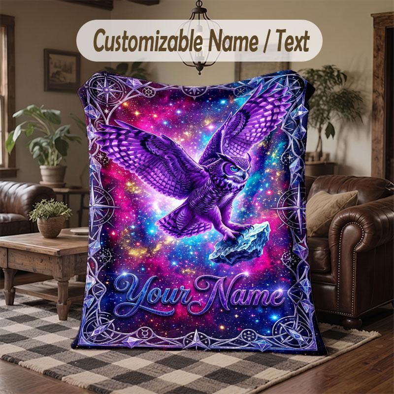 Birds Theme Throw Blanket Custom Name Text Personalized Blanket Soft Cozy Blanket for Home Sofa Bed