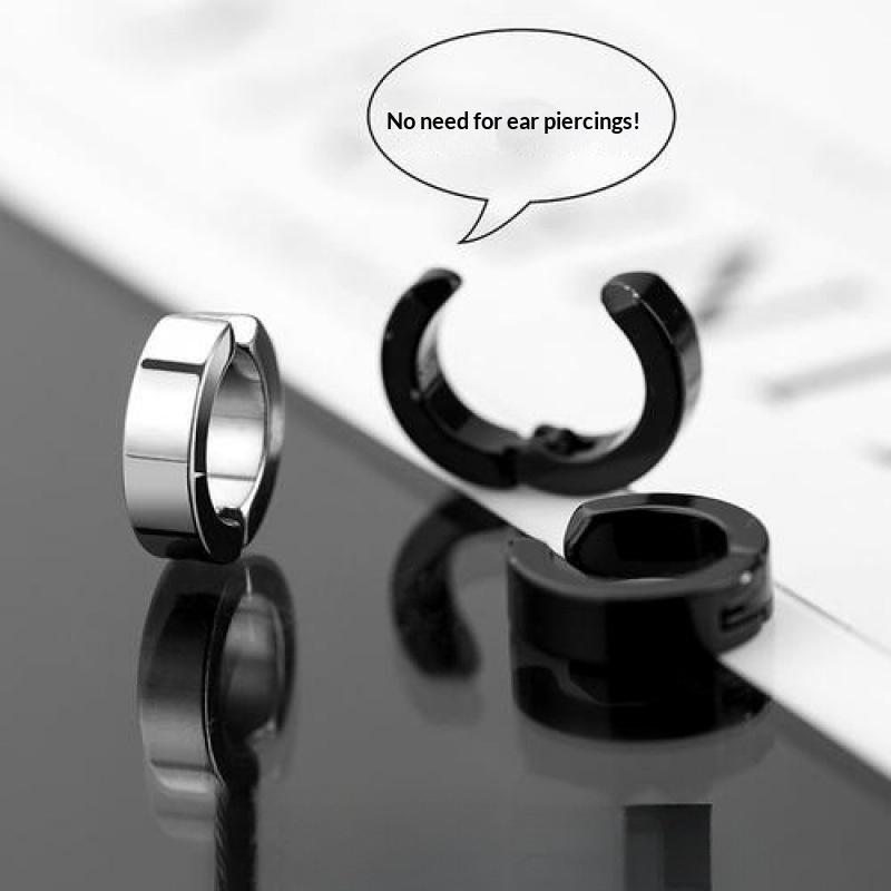 Titanium Steel No Piercing Ear Clips Minimalist Silver Tone Unisex Earrings for Daily Wear Street Office Dating Use