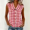 Camicetta Casual da Donna Senza Maniche con Bottoni e Collo a Revers Vestibilità Larga con Stampa Top Leggero