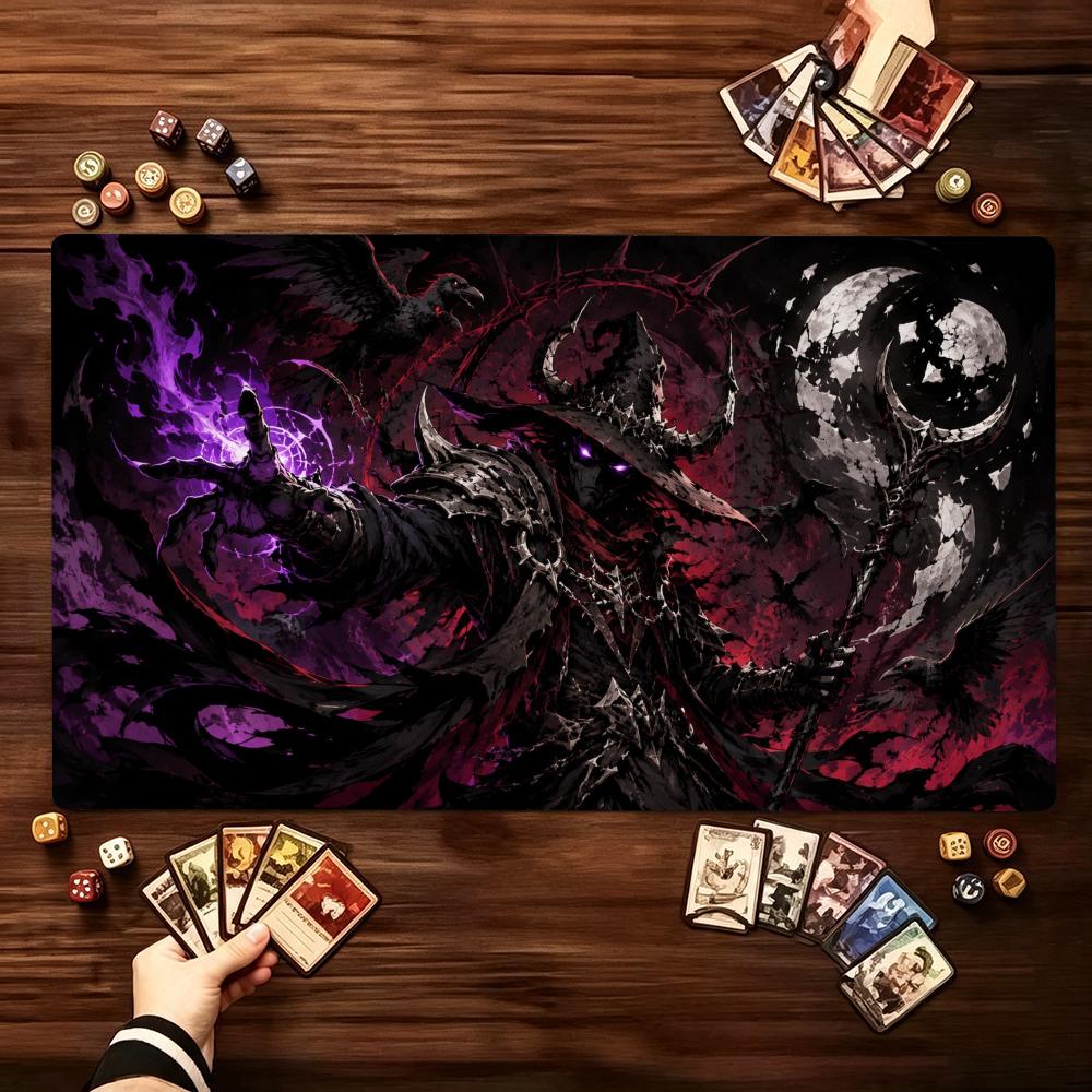 Vintage Celestial Wizard Pattern Large Game Playmat Non Slip Rubber Table Mat Stitched Edge For Card Game Laptop Gaming