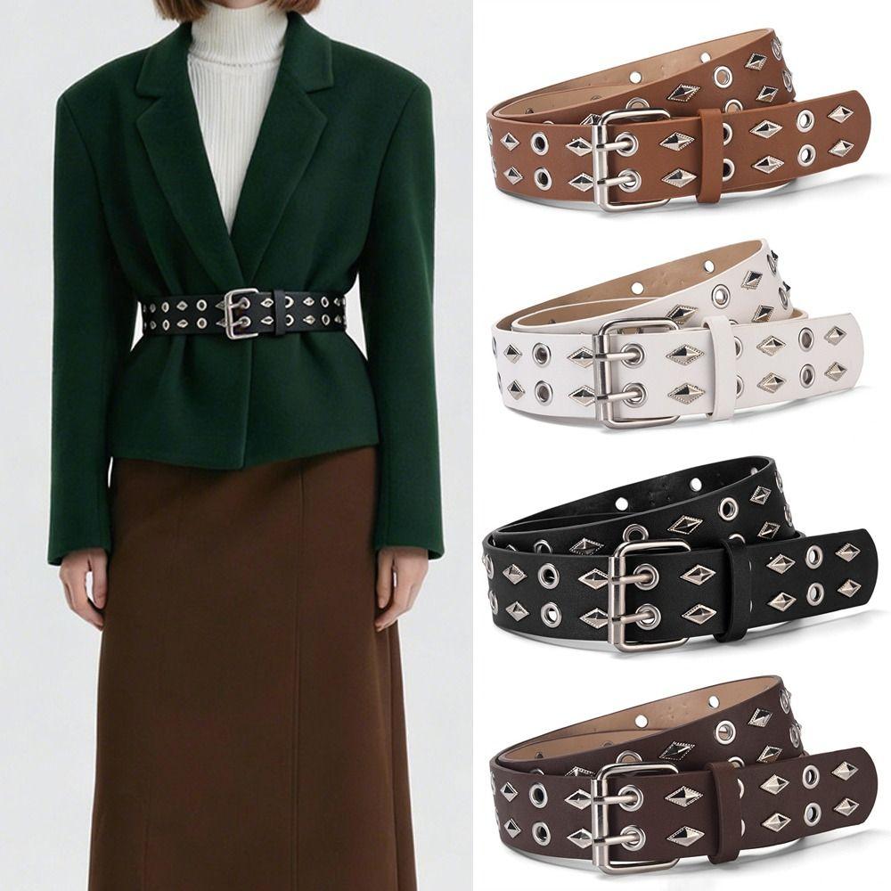 Luxury Design Business Waist Belt Retro Punk Waistband Trendy Rivet Belt  Paired with Skirts Jeans