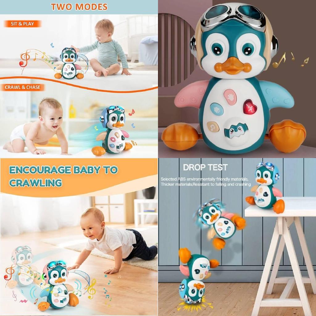 Adorable Electric Wobbling Penguin Toy With Lights And Music For Early Education