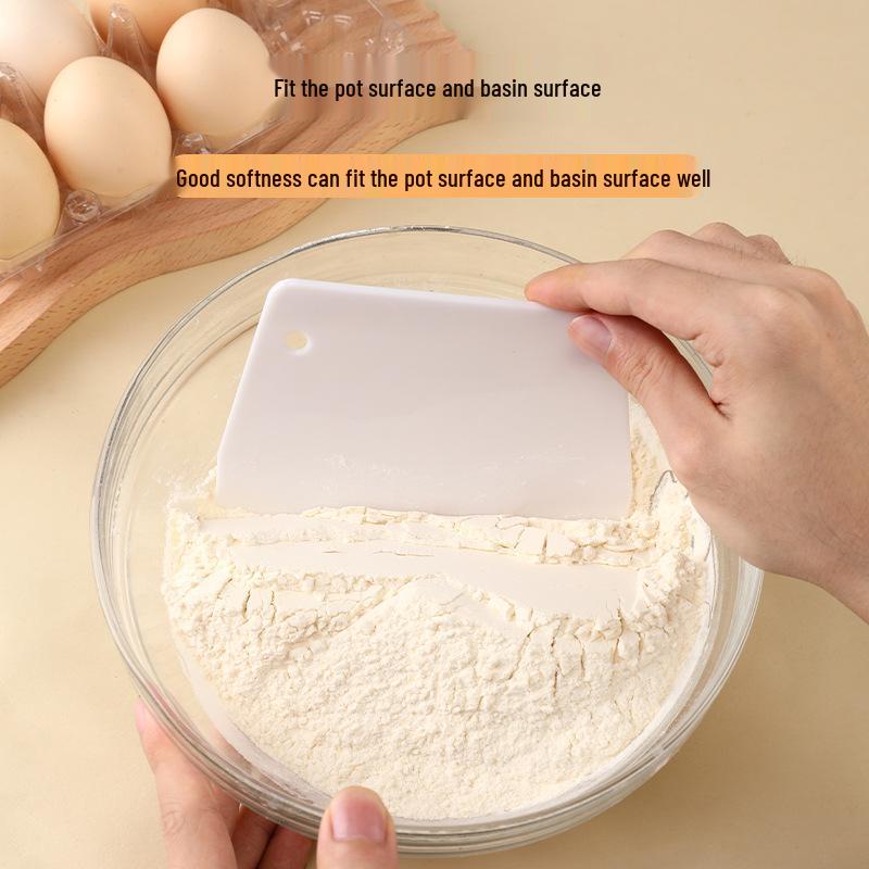 White Trapezoidal Plastic Scraper Spatula, Large Rice Noodle Roll & Baking Utensil, Value Pack