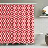 Modern Bath Curtain With Red And Black Diamond Pattern Waterproof Fabric Shower Coo