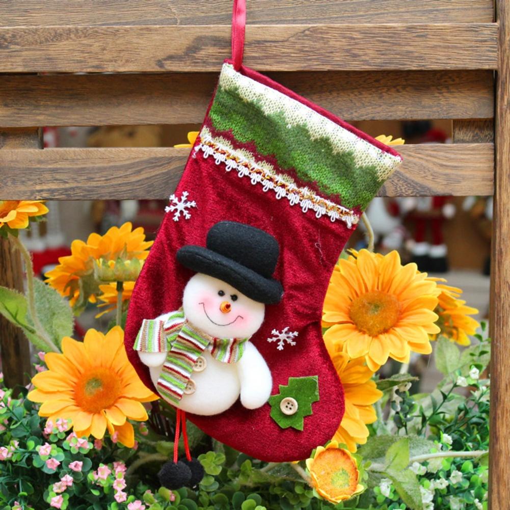 Christmas Stockings Set with Santa Snowman & Reindeer Designs Large Opening for Treats Soft Fabric 3 Pack Holiday Decor