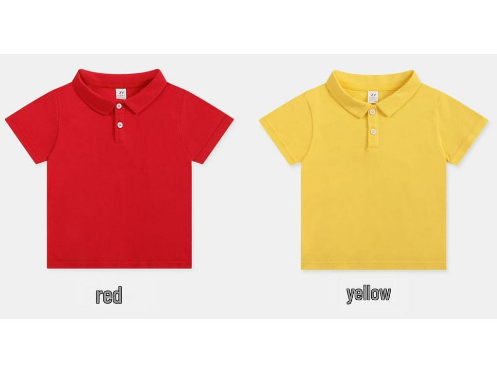 2025 Kids' Elastic Cotton Polo T-Shirts: Summer Short-Sleeve Solid Colors for Boys & Girls, Small & Medium Sizes.