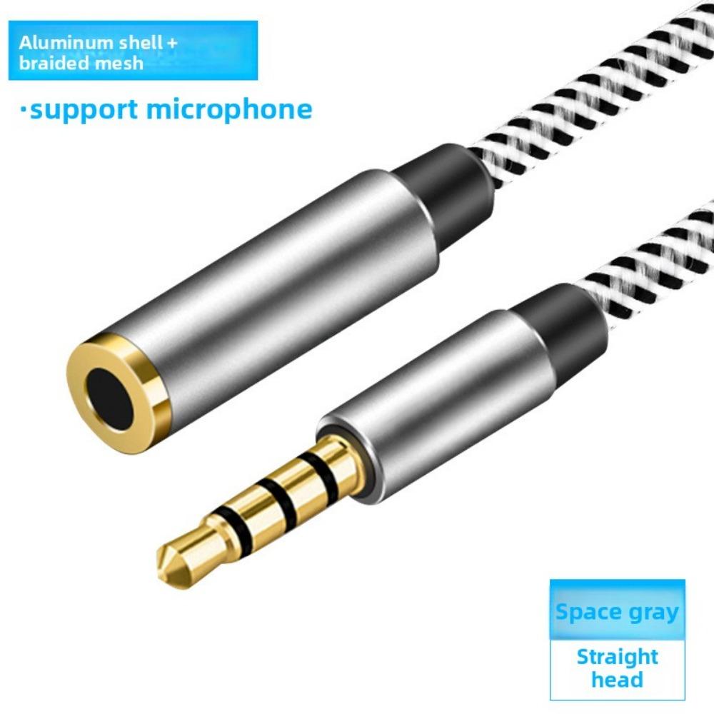 5mm Gold Plated AUX Cable Male to Female 4 Pole with Mic Car Audio Headphone Extension Cord 1m 1.5m
