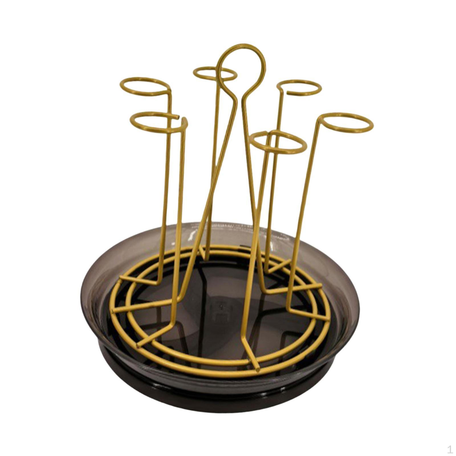 

Подставка для сушки чашек, подставка для бутылок с поддоном для слива, прочная подставка для чашек, стеклянный стакан B Gold