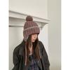 Fashion Knit Hat With Ear Flaps Tie Pom Pom Warm Winter Hat