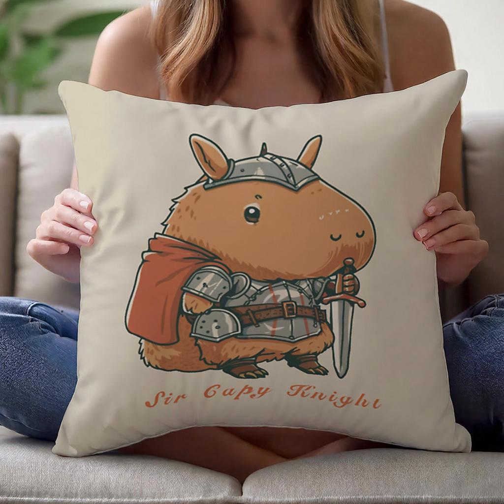 1pc Whimsical Fantasy Character Pillow Cover 45x45cm 18x18in Illustrated Animal Hero Art Polyester Decorative Cushion Case