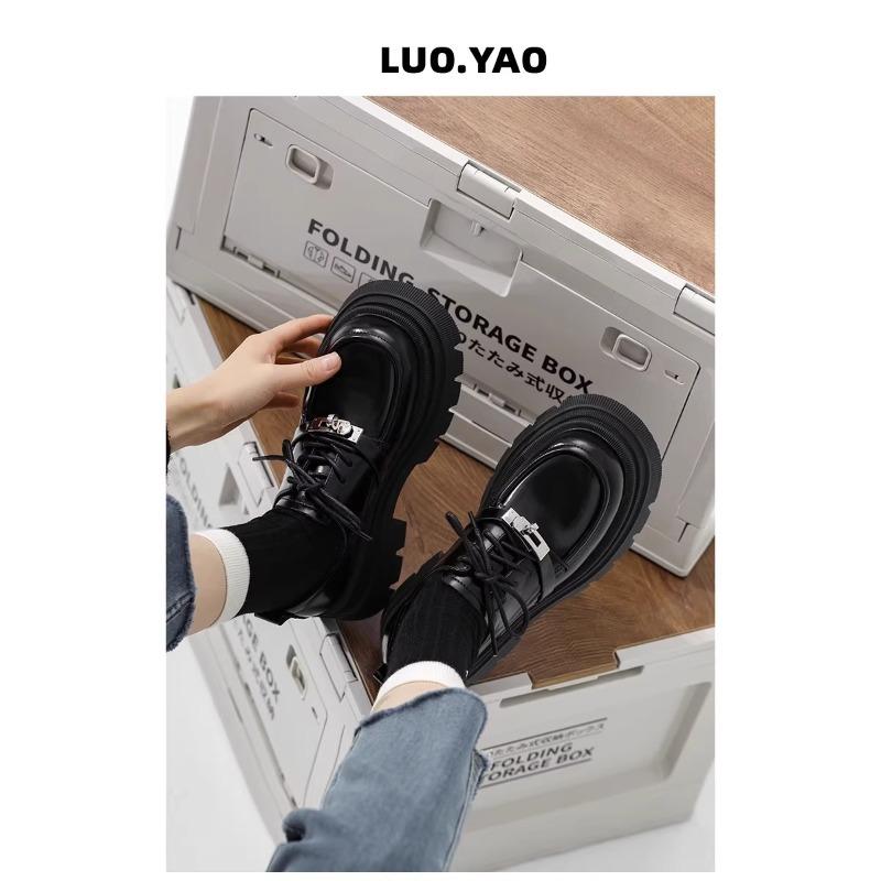 British style black small leather shoes women's 2025 new spring and summer popular heightening shoes jk single shoes platform loafers