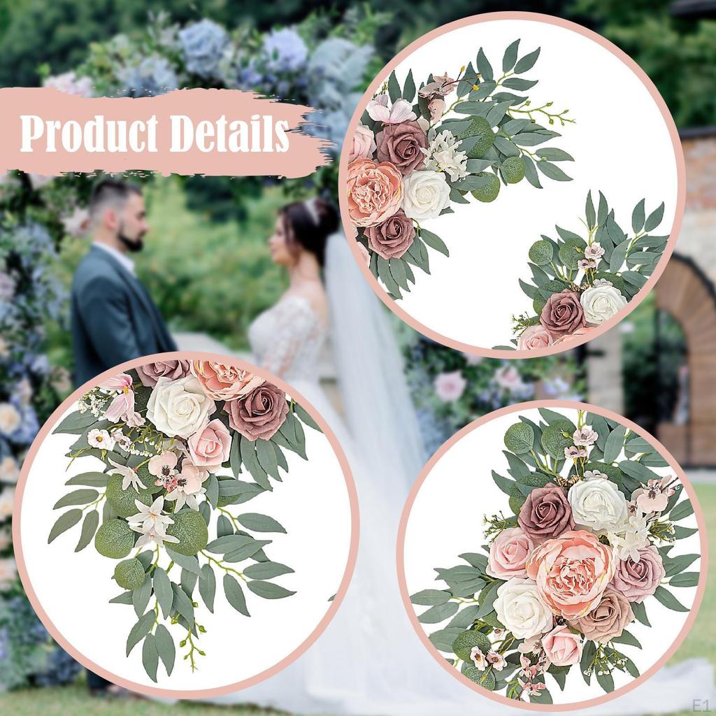 2 Pieces Wedding Arch Flowers, Welcome Signs Decorations, Faux Green Leaves, Backdrop Decoration for