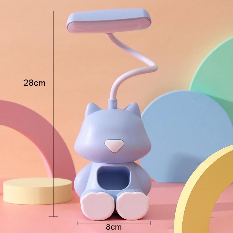 Creative Led Study Desk Lamp with Phone Holder Bedside Color Adjust Table Lamp for Kids Student Room Cute Flexible Night Lights