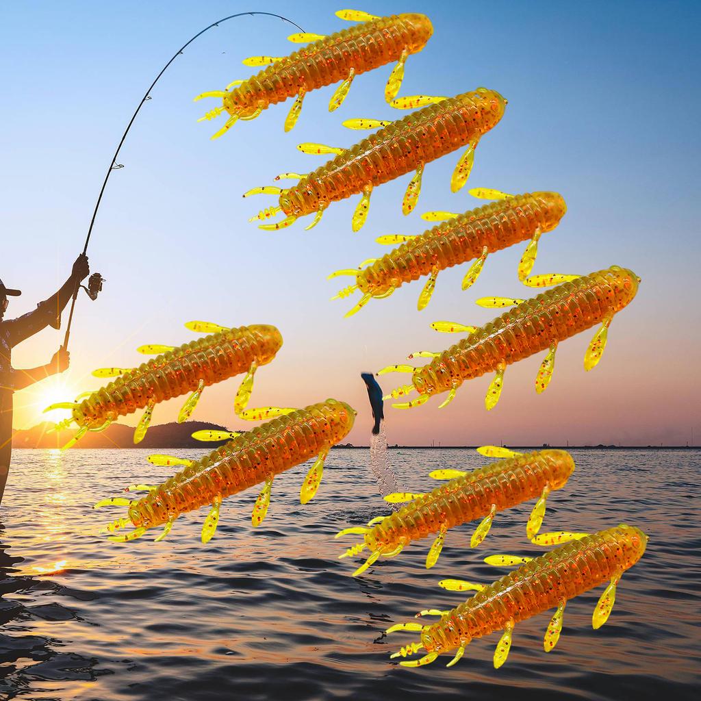 8Pcs Wacky Worms Fish Lures Bass Fishing Wacky Rigs Soft Plastic Lures Wacky Rigs Soft Worms Wacky Rigs Worms Baits Set