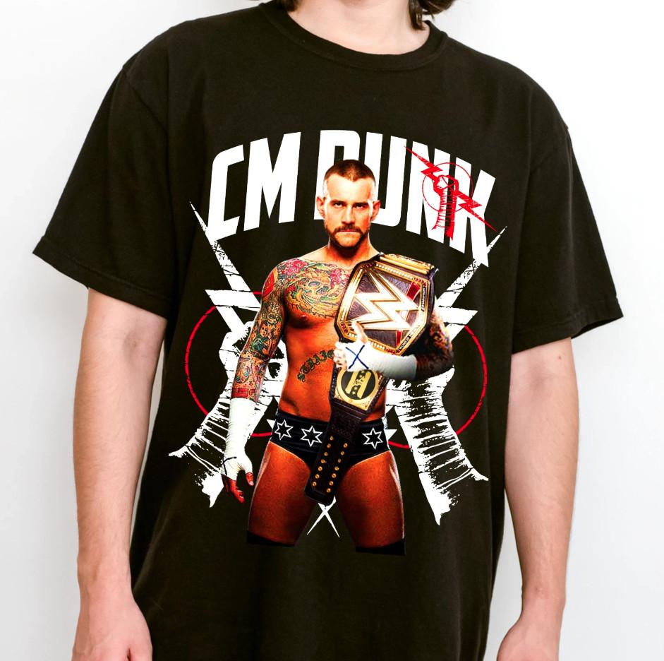 

WWE Wrestling SUPERSTARS CM PUNK Champ Black T-Shirt L