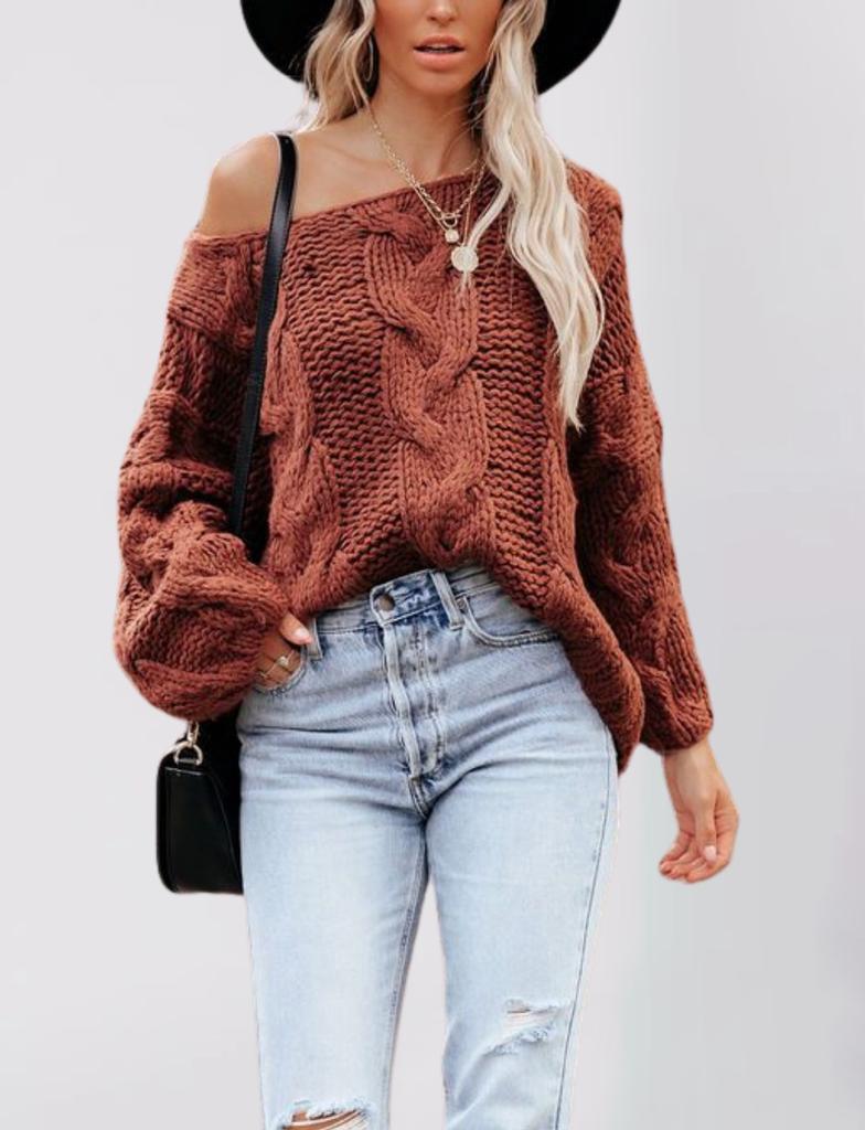 Autumn and Winter New Large Size Loose Knitted Sweater European and American Women's Clothing Crew Neck Fashion Pullover Sweater