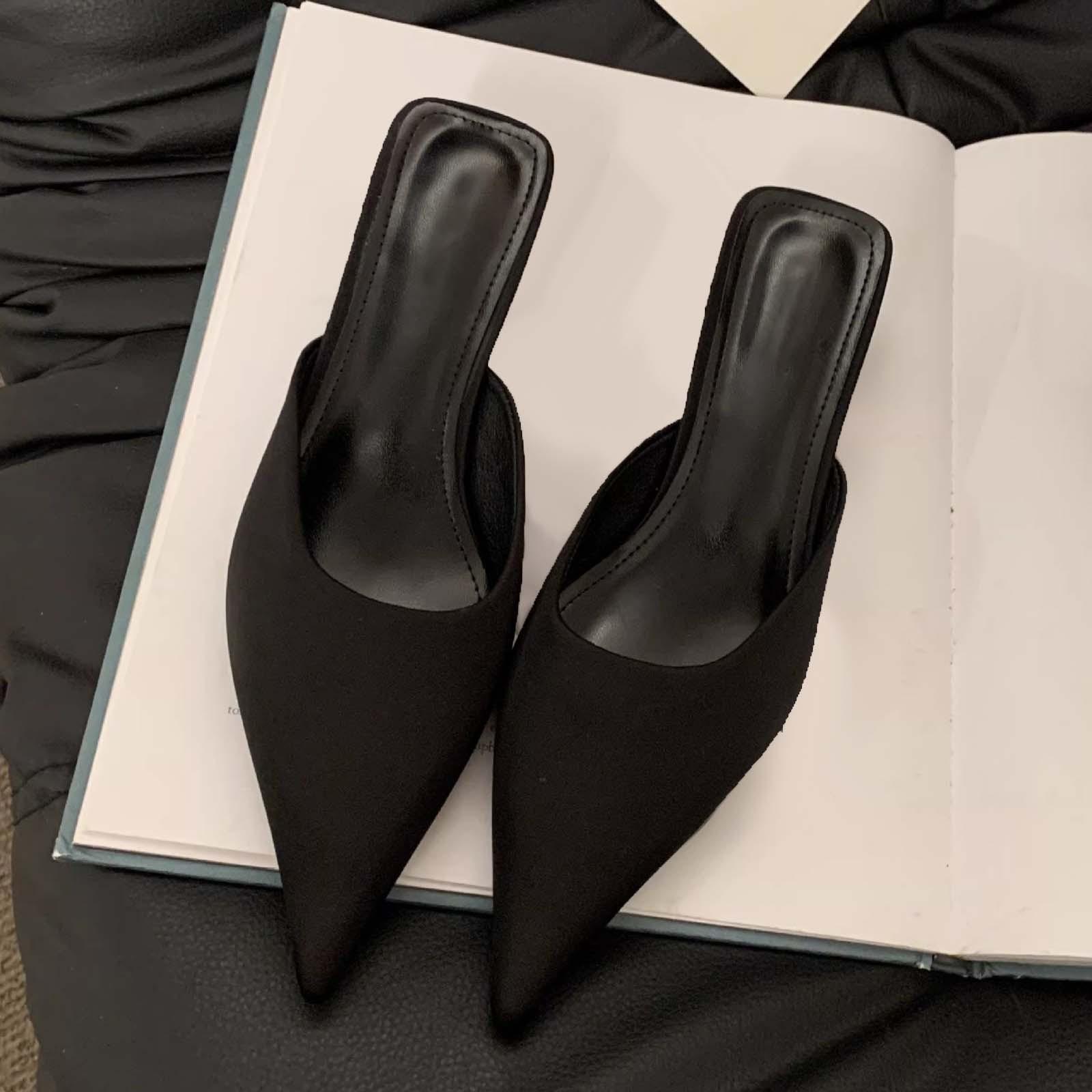 Damen-Halbschuhe mit spitzer Zehenpartie Französische High Heels 39 schwarz