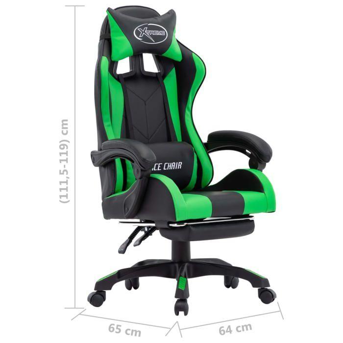 VidaXL Gaming Armchair with Footrest Reclining Chair Computer Armchair Work Office Indoor Green and Black 287989