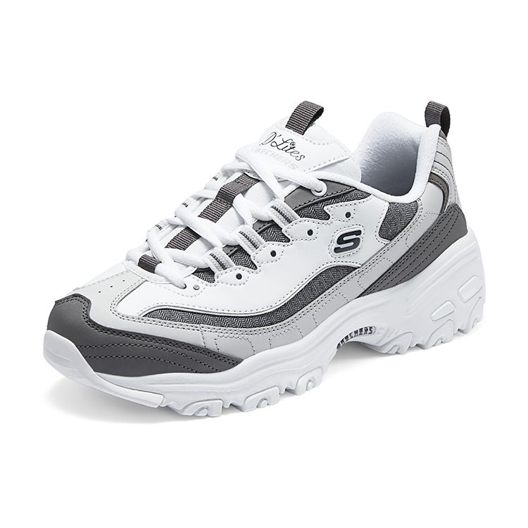 Skechers DLites 1.0 Mesh Synthetic Leather Comfortable Versatile Shock Absorbing Durable Low Top Casual Shoes Women Sneakers 896285-WGY