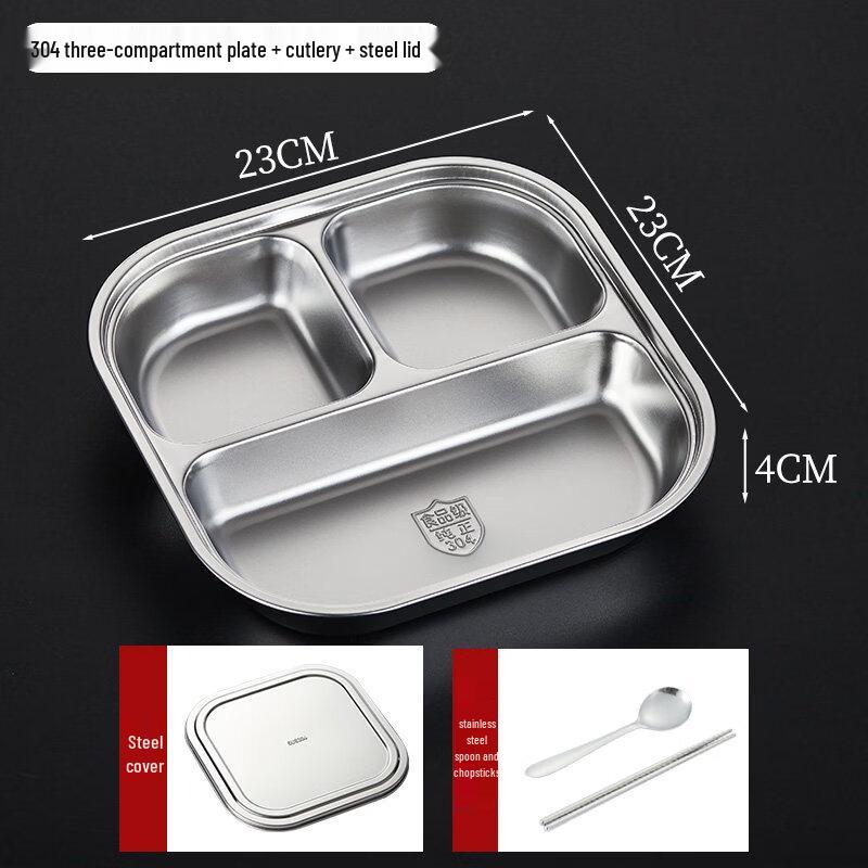 DM 304 Stainless Steel Divided Meal Plate with Lid