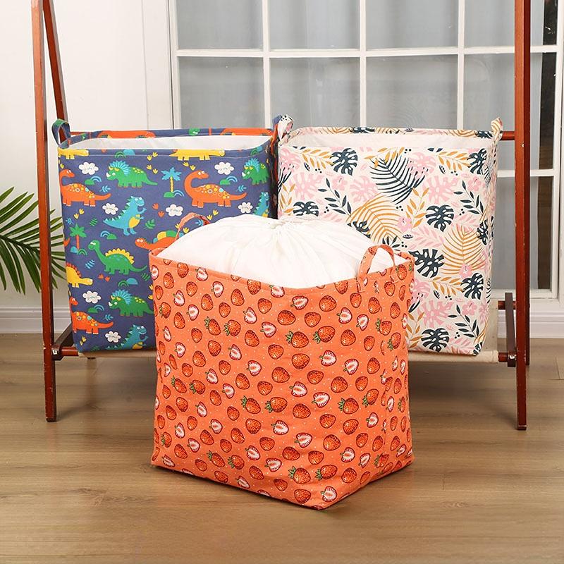 

Cotton Linen Dirty Laundry Basket Foldable Square Waterproof Organizer Bucket Clothing Children Toy Large Capacity Storage Home