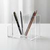 Clear Acrylic Vanity Organiser 3 Compartment Pencil Cup Cosmetic Storage Box For Bathroom Bedroom Countertop Cabinet
