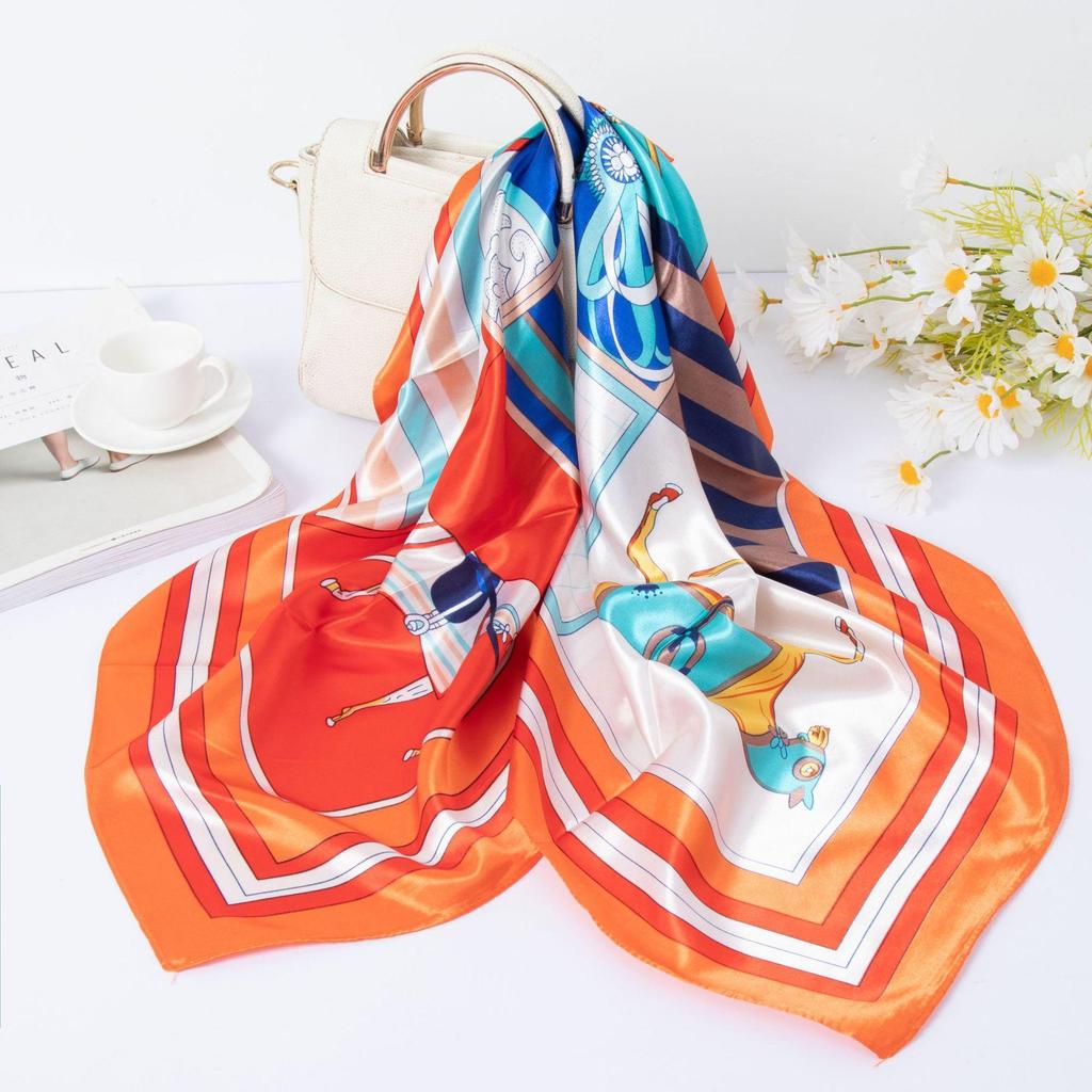 Simulation Silk 90cm Large Square Scarf Silk Scarf Female New 2026 Spring and Fall Models of Foreign Fashion Shirt Large Square Scarf Mother Scarf