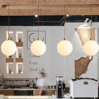 Moderne Glaskugel Pendelleuchten Weiße Kugel Hängelampen Bar Restaurant Deko Leuchte Schlafzimmer Licht LED Pendellampe