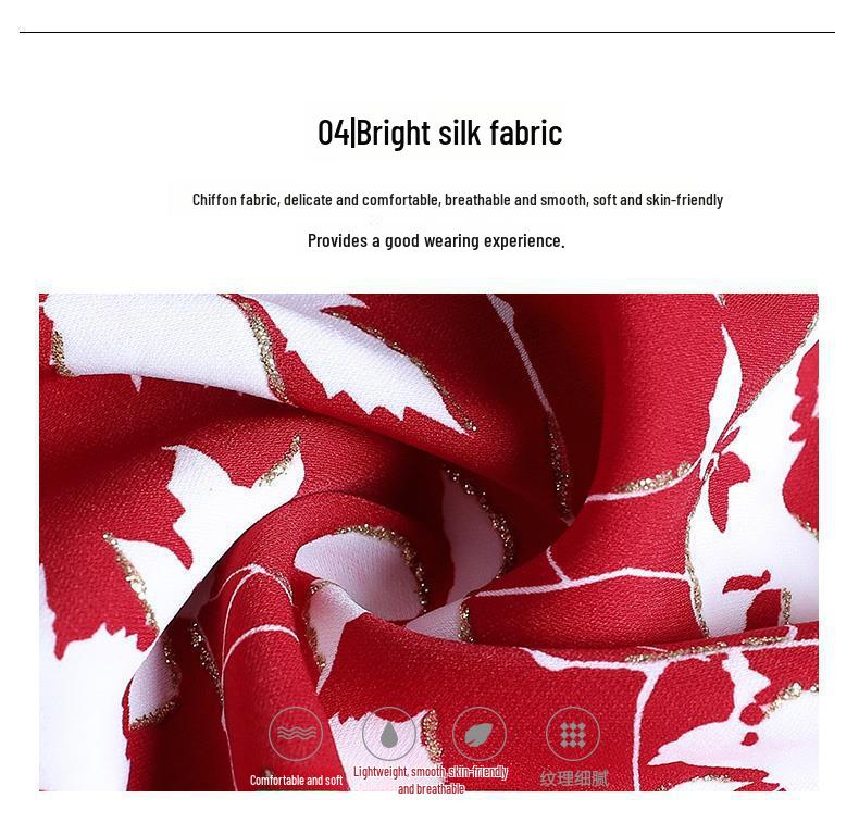 Camisa de Chifón Floral de Otoño para Mujer de Corte Slim Retro de Manga Larga