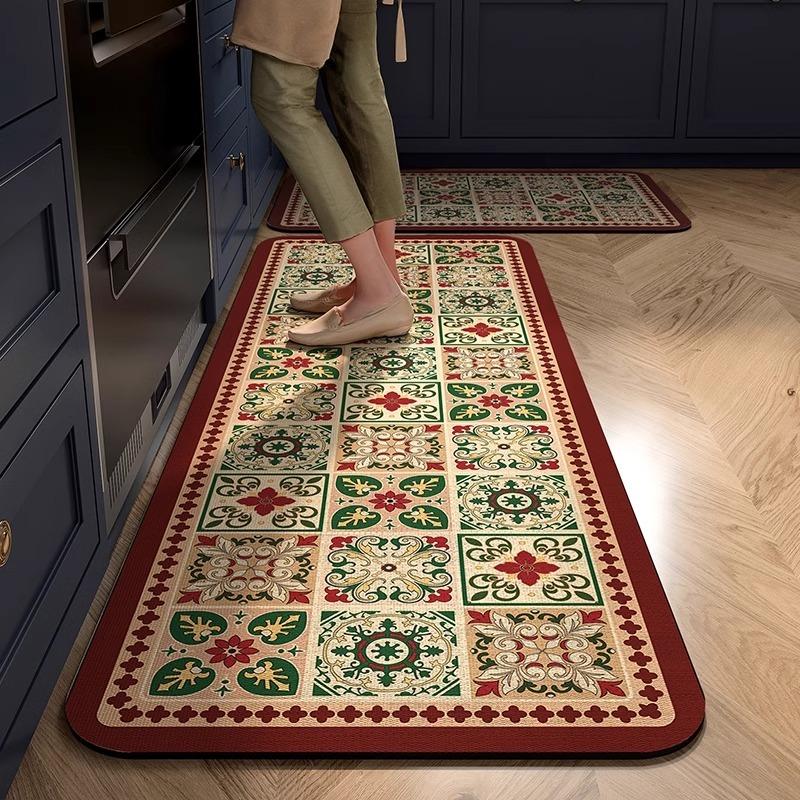 

Kitchen Floor Mat PVC Leather Waterproof Oil-proof Anti-slip Kitchen Carpet Anti-slip Wear-resistant Runner Rug Home Decor 1pc 50x80cm