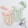 Romper Bodysuit Jumpsuit Summer Flower Floral Baby Newborn Hat Set Girls Pink 6Months [Misia Luxury] [27146-27155]