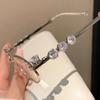 Oval Shades Rhinestone New Sunglasses Bling Eyeglasses Frames Clear Lens Small Round Women Men Metal Retro Diamond Frame Eyewear