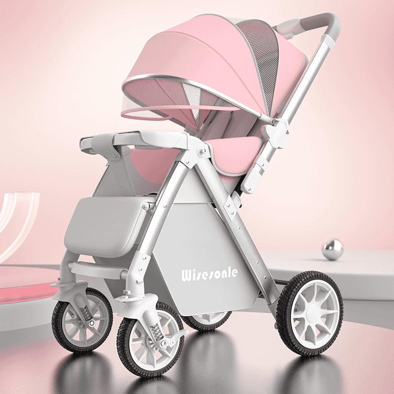Reversible Baby Stroller: Sit & Lie, Foldable, Lightweight, High Landscape, 0-3 Years, Baby Carriage.