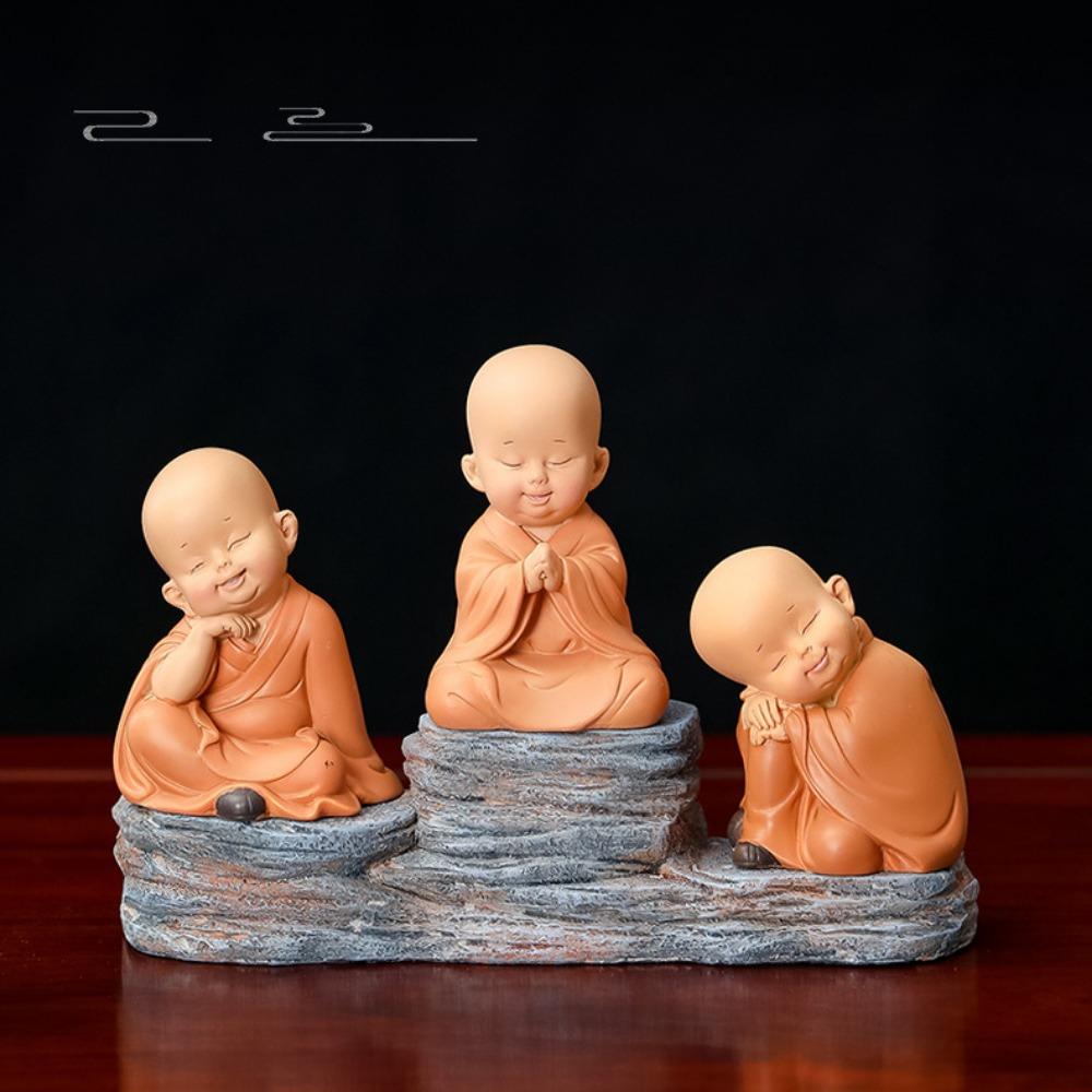 Little Monk Figurine Mini Monk Statue Cute Buddha Statue Adorable Baby Little Monk Decoration Creative Little Ornament