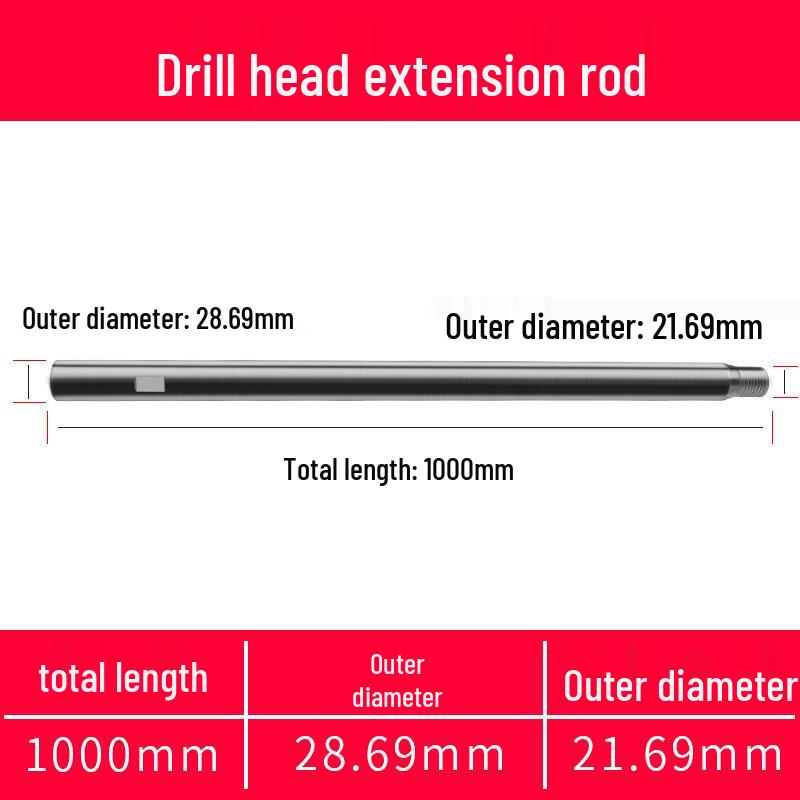 Extended Diamond Core Drill Bit Rod, 100mm-1m, for Drilling Machines